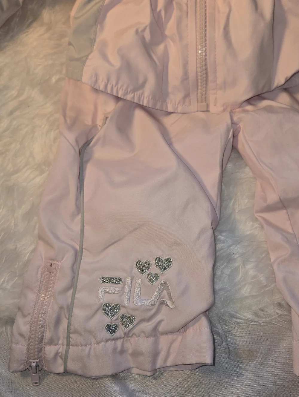 Fila Vintage Y2K Girls Kids Pink and Light Gray 2 Piece Snow Suit Rare Tracksuit